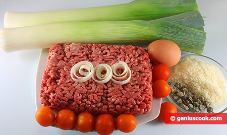 Ingredients for Leek Stuffed with Meat