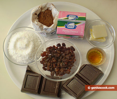 Ingredients for Chocolate Truffles with Raisin