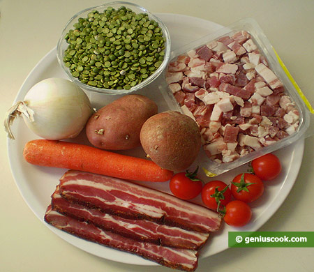 Ingredients for Pea Soup with Smoked Brisket