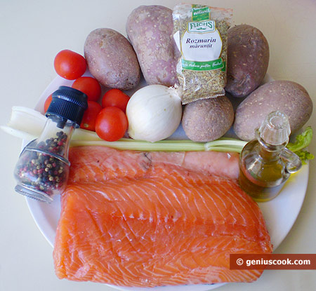 Ingredients for Oven-Baked Salmon with Potatoes