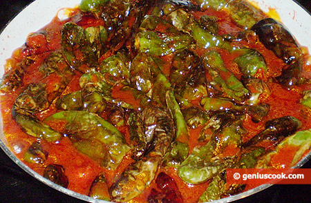 Fried Peppers stew  in Tomato Sauce