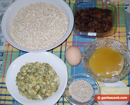 Ingredients for Granola Sticks with Pumpkin Seeds