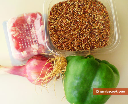 Ingredients for Rice with Pancetta and Vegetables