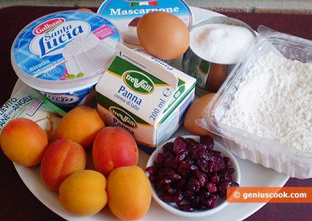 Ingredients for Cream Cakes with Apricots and Cranberry