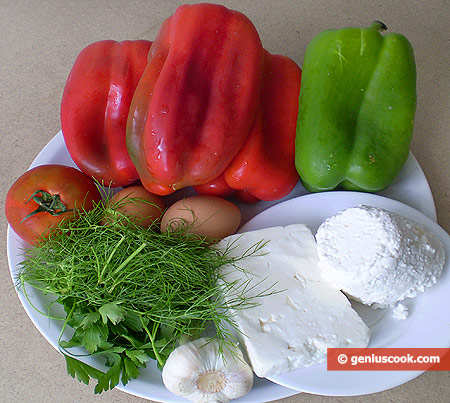 Ingredients for Bulgarian Pepper Stuffed with Feta Cheese