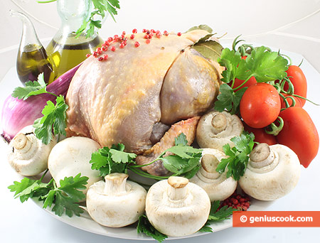 Ingredients for Guinea Fowl with Mushrooms