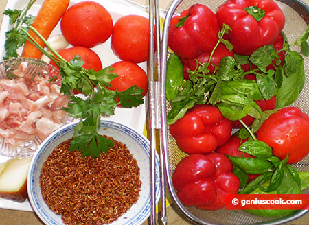 Ingredients for Stuffed Peppers with Brown Rice