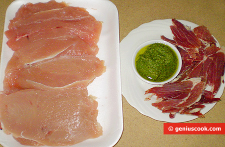 Ingredients for Chicken Cutlet with Ham and Pesto