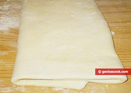 roll dough out into a rectangle, and fold it three times