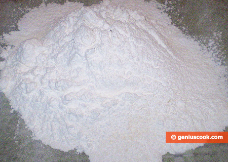 Sift almond flour with sugar powder