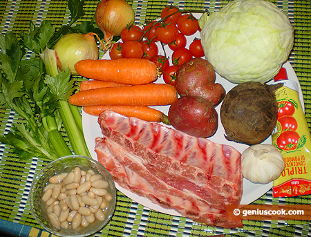 Ingredients for Beetroot Soup Borscht