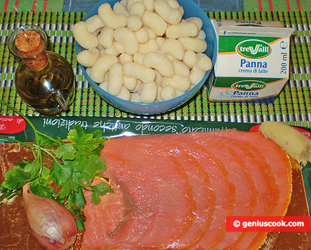 Ingredients for Gnocchi with Salmon