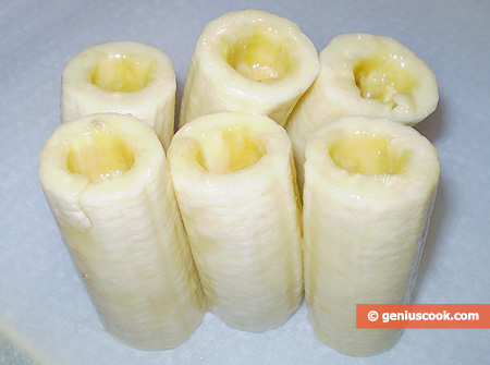 peeled and cut banana