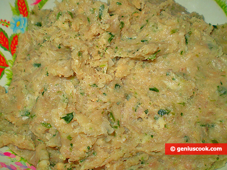 minced meat with greens and cheese