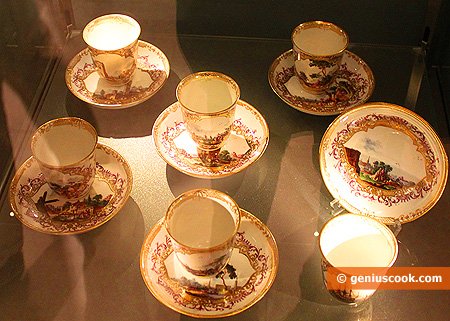 Antique porcelain cups for hot chocolate