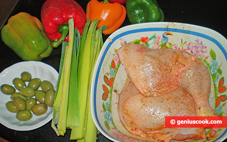 Ingredients for Chicken Legs Stewed with Olives