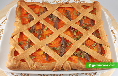 Crostata or Tart with Pumpkin and Anchovy