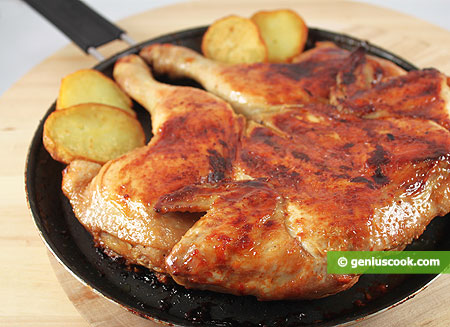 Chicken ready on a frying pan