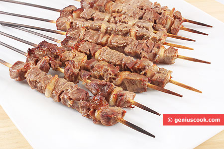 Arrosticini, a traditional sheep meat skewer from Abruzzo region