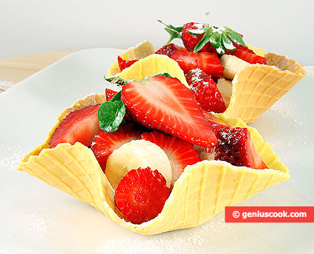 Waffle Baskets with Fruit