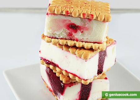 Ice Cream Sandwich with Cherry and Milk