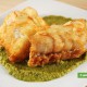 Fried cod with green sauce