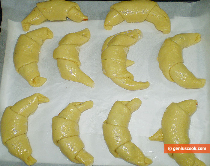 Formed Cornetti, on a baking sheet