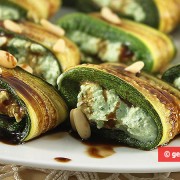 Dietetic Zucchini Rolls with Cheese and Herbs