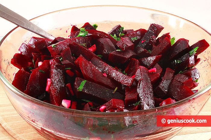 Dietary Red Beet Salad with Garlic and Parsley