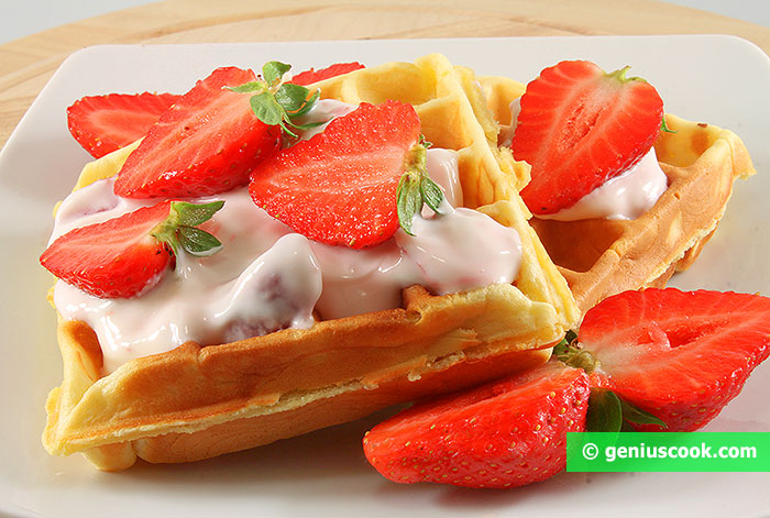 Waffles with Ricotta and Strawberry